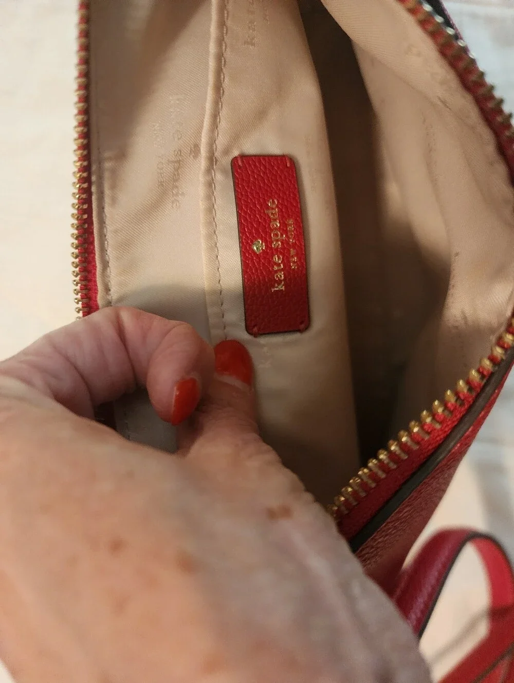 Kate Spade Red Textured Leather Crossbody Bag Gold Hardware Exc Condition